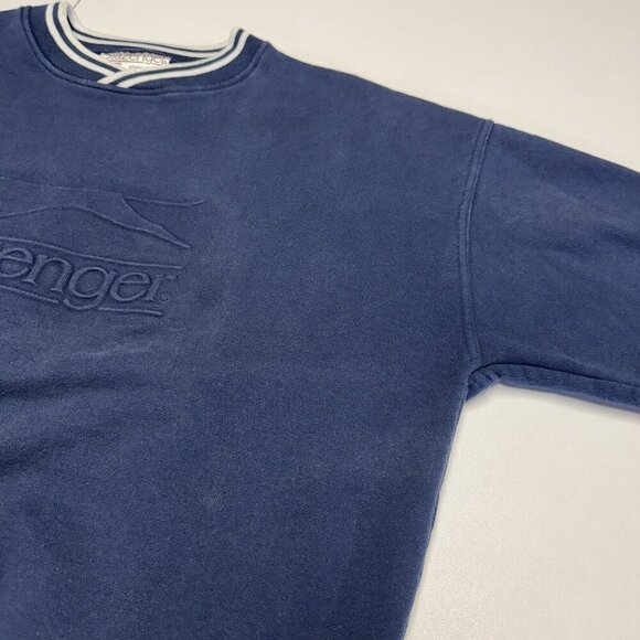 Vintage Salzenger Sweatshirt Mens Large Embossed Logo Blue - Picture 5 of 8